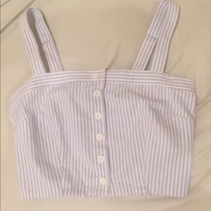 Stripped Button Crop Tank